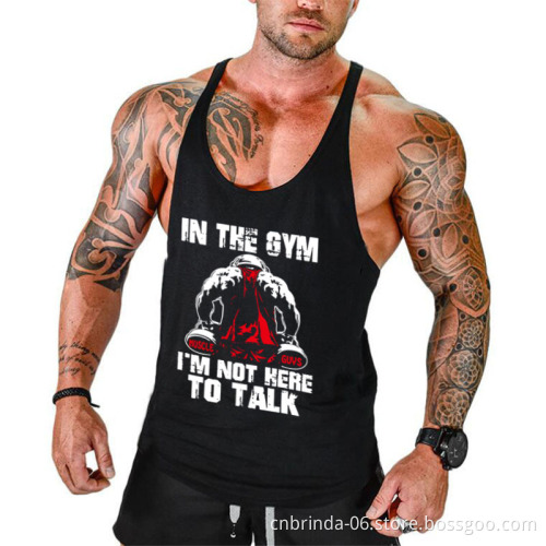 Workout Sports Shirt Gym Mens Back Tank Top Vest Muscle Fashion Sleeveless Stringer Clothing Bodybuilding Singlets Fitness